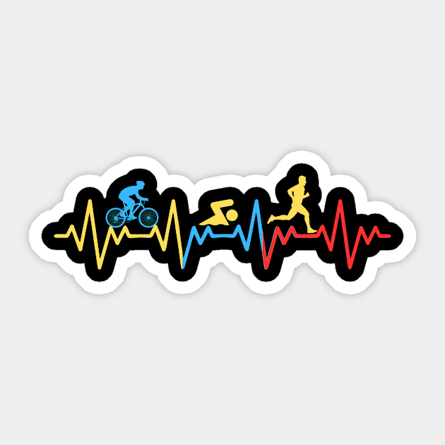 Triathlete Heartbeat Line Sticker by The WYLD Tribe